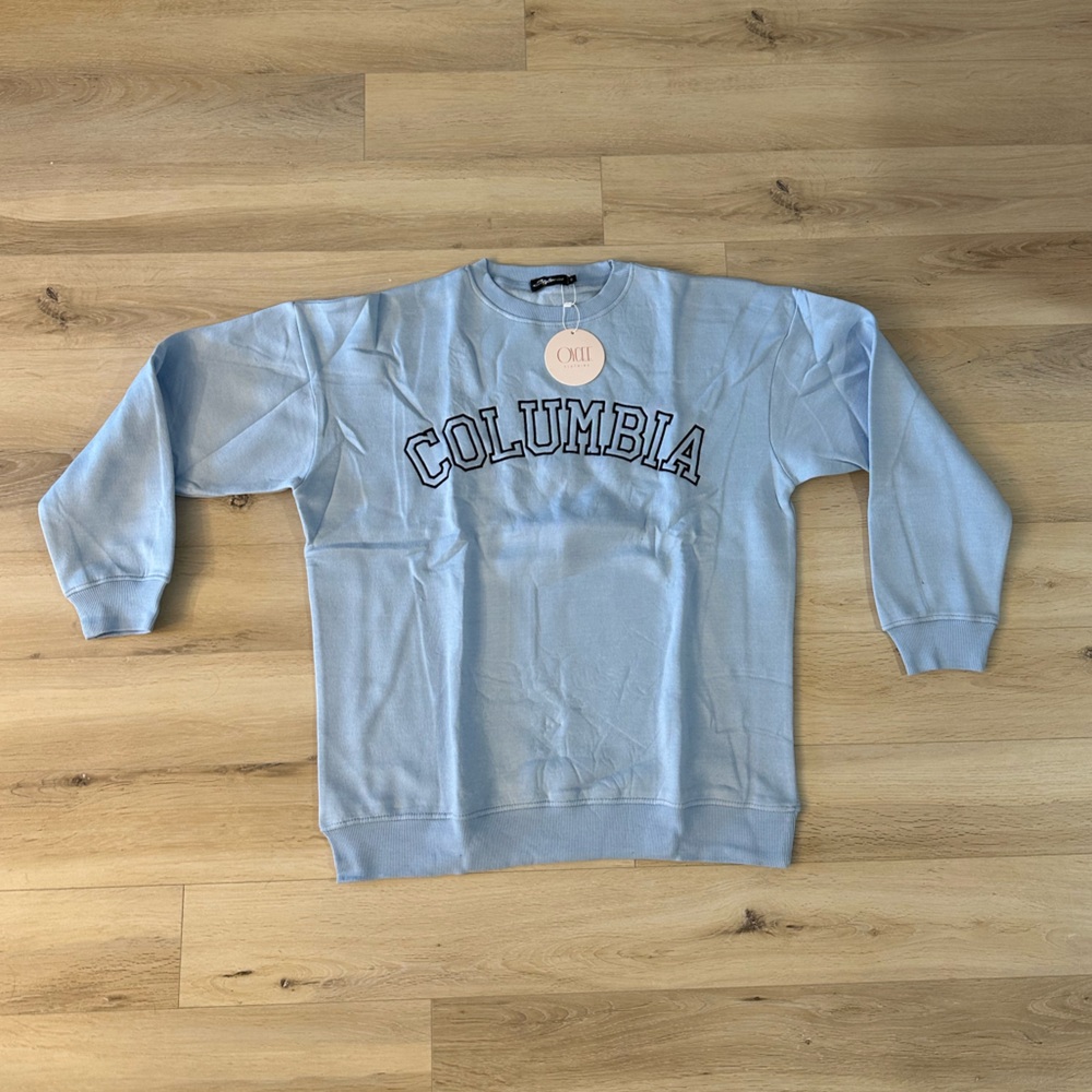 NWT Oycee Columbia Crewneck Sweater in Light Blue ~ Size S
